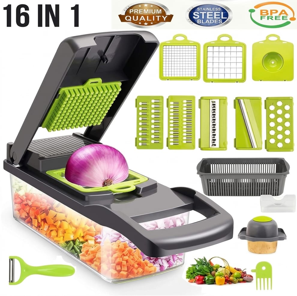 16-in-1 Multifunctional Vegetable Chopper, Slicer & Dicer Pro
